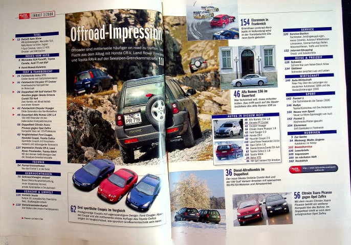 Inhaltsverzeichnis Auto Motor und Sport 02/2000