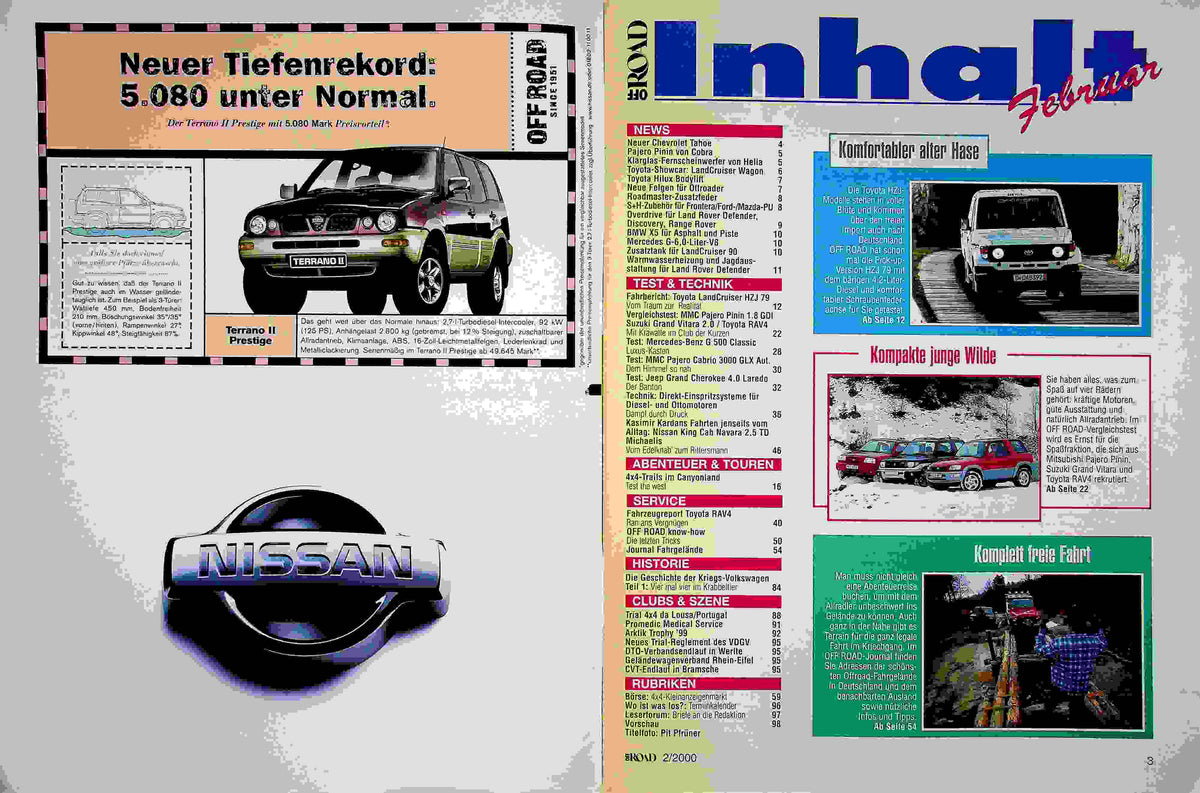 Inhaltsverzeichnis Offroad 02/2000