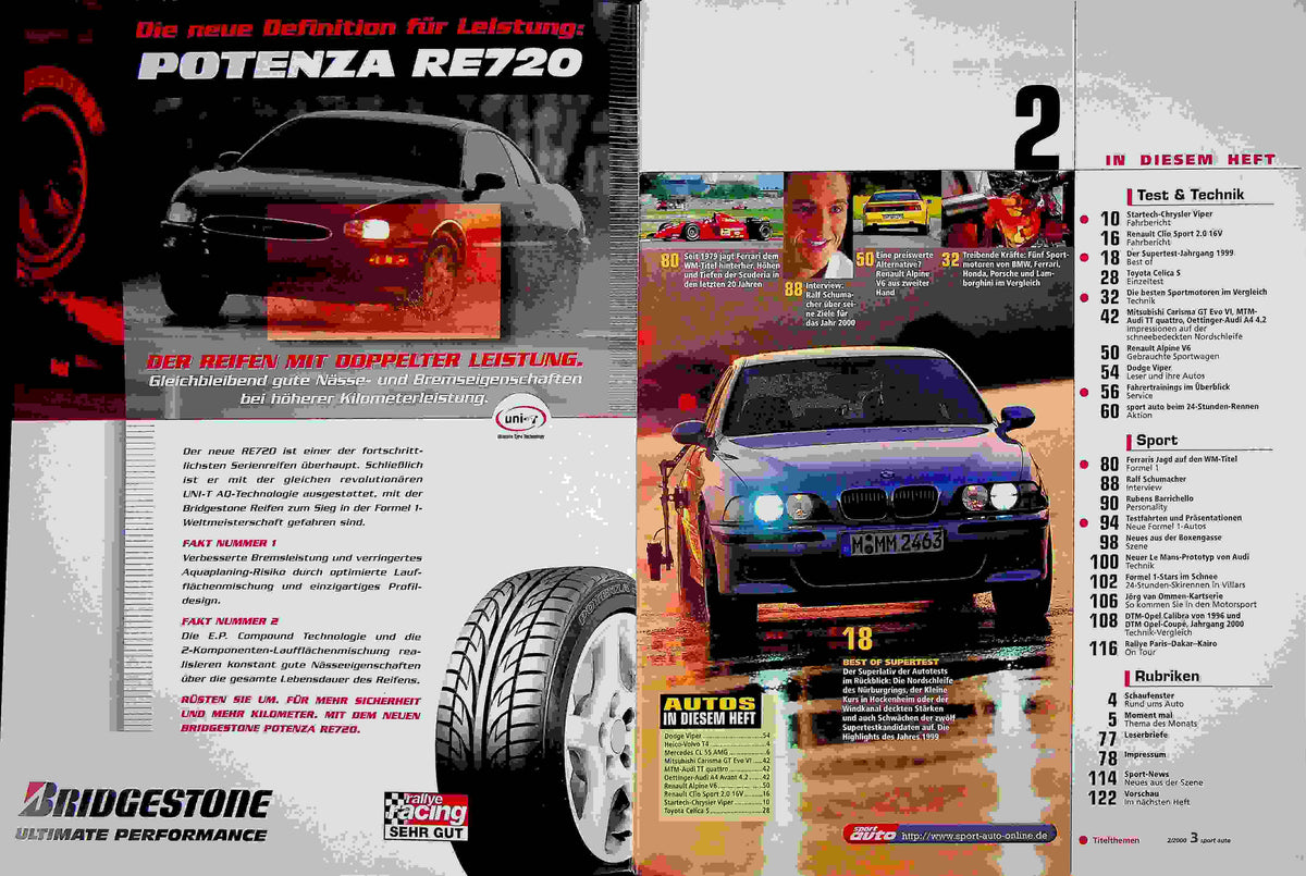 Inhaltsverzeichnis Sport Auto 02/2000