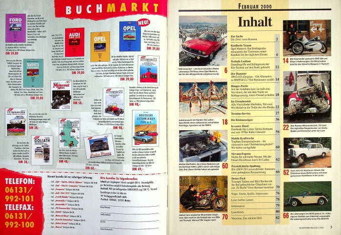 Inhaltsverzeichnis Oldtimer Praxis 02/2000