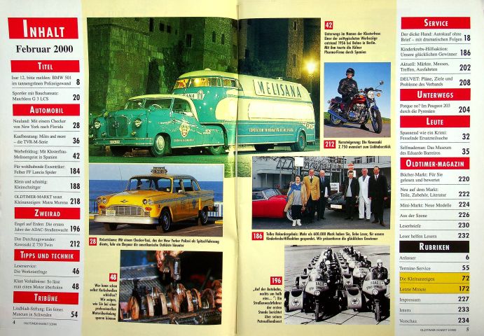 Inhaltsverzeichnis Oldtimer Markt 02/2000