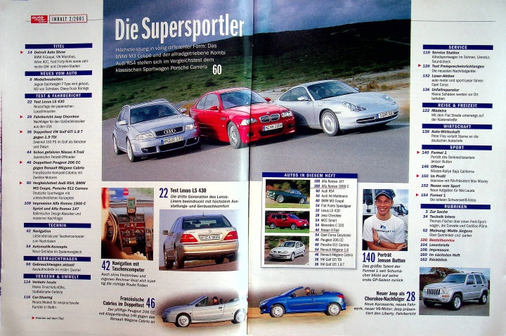 Inhaltsverzeichnis Auto Motor und Sport 02/2001