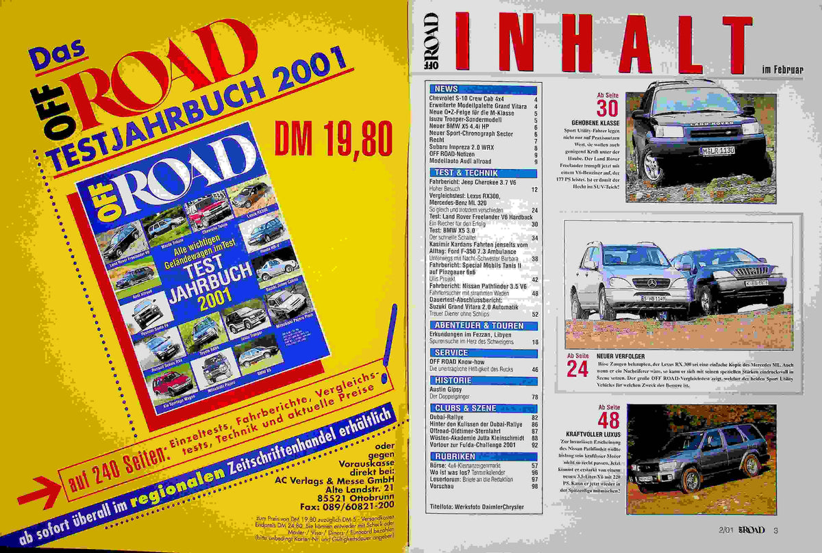 Inhaltsverzeichnis Offroad 02/2001