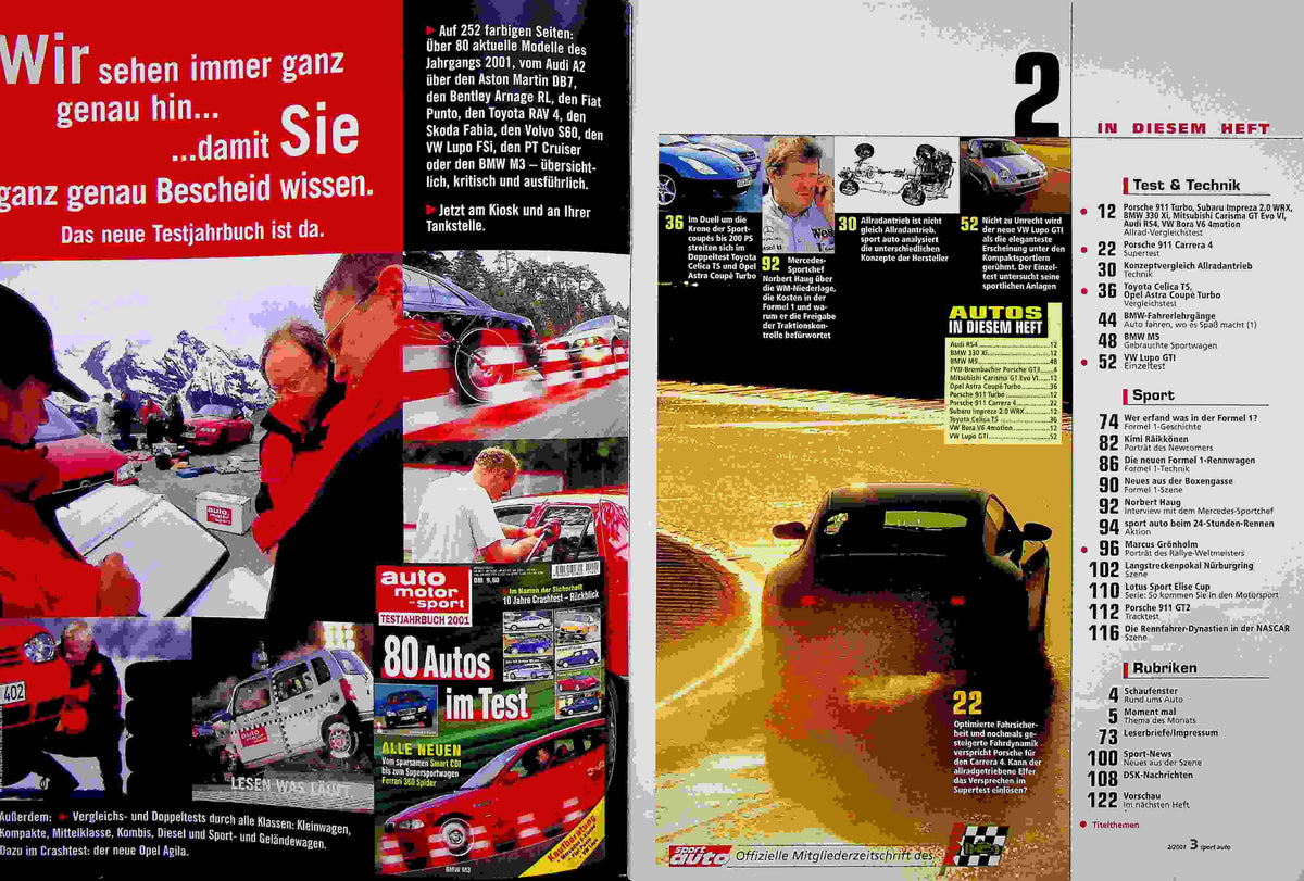 Inhaltsverzeichnis Sport Auto 02/2001