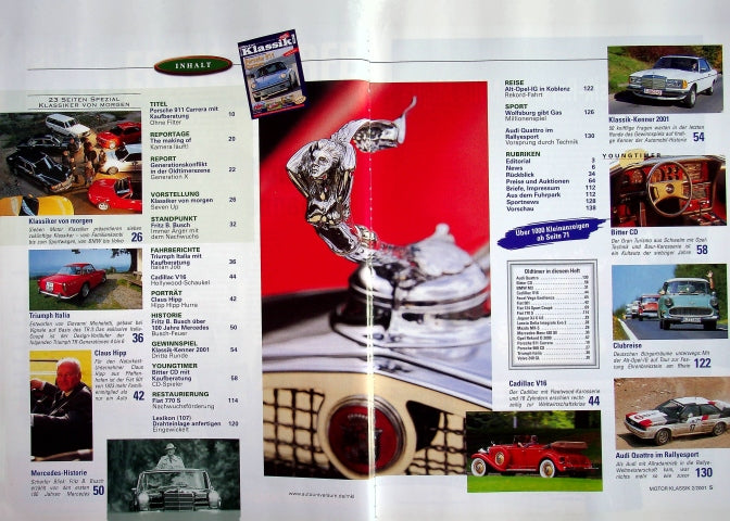 Inhaltsverzeichnis Motor Klassik 02/2001