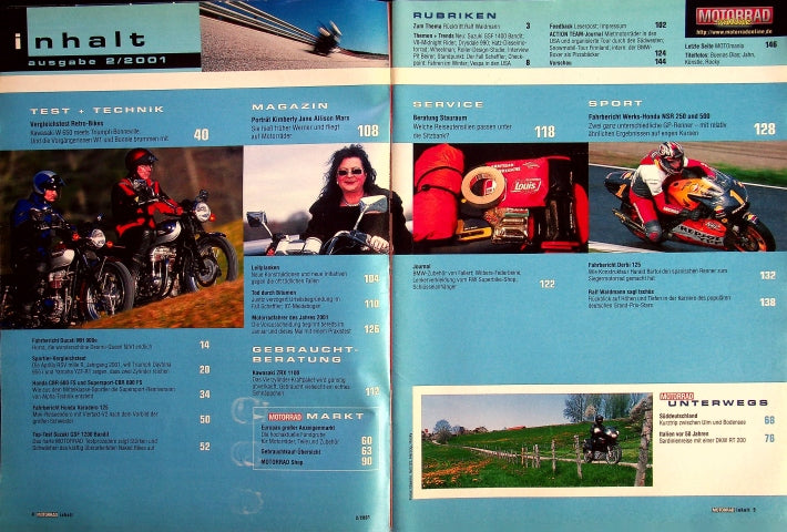 Inhaltsverzeichnis Motorrad 02/2001