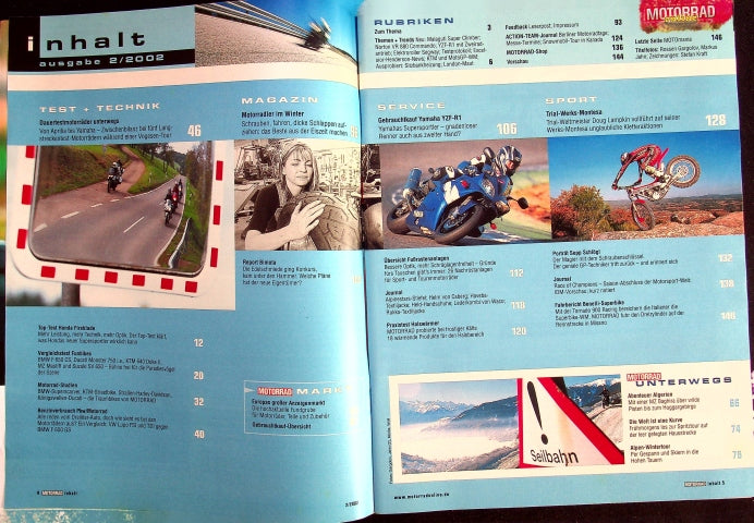 Inhaltsverzeichnis Motorrad 02/2002