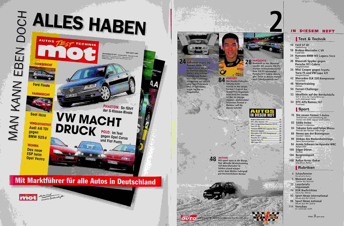 Inhaltsverzeichnis Sport Auto 02/2002