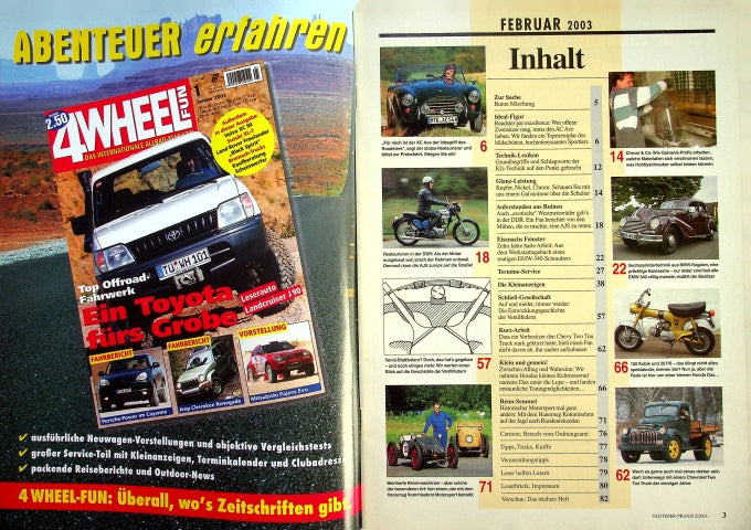 Inhaltsverzeichnis Oldtimer Praxis 02/2003
