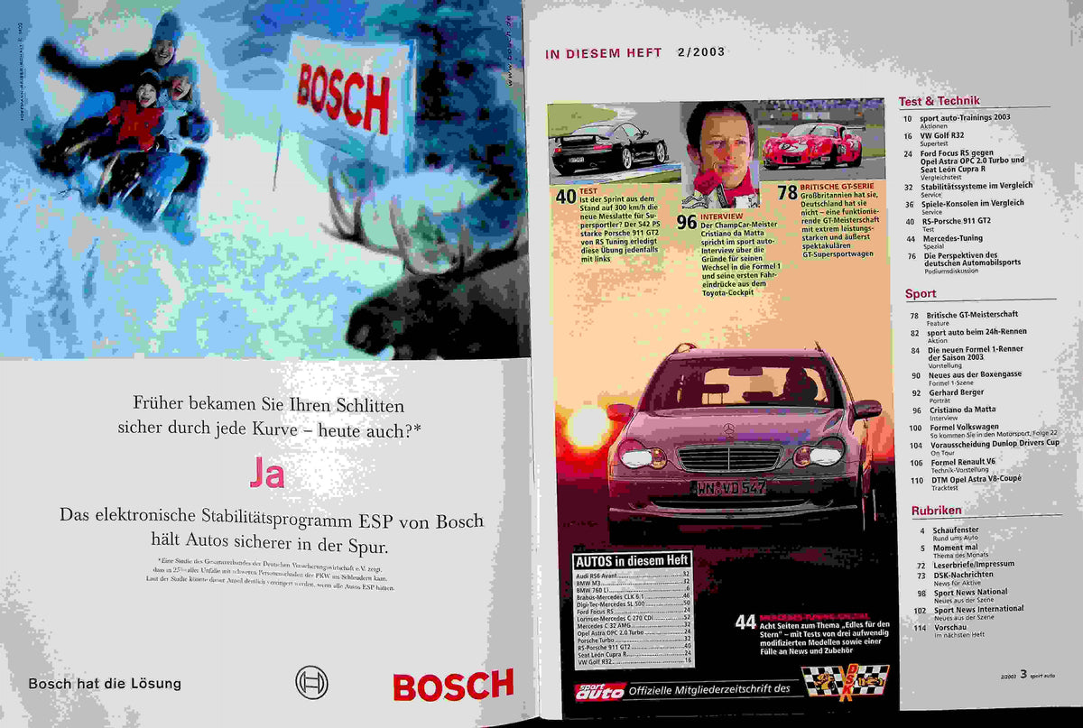 Inhaltsverzeichnis Sport Auto 02/2003