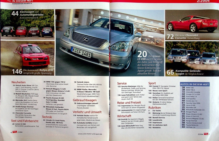 Inhaltsverzeichnis Auto Motor und Sport 02/2004
