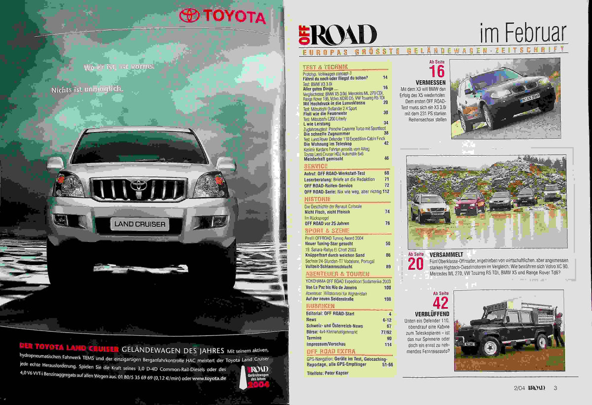 Inhaltsverzeichnis Offroad 02/2004
