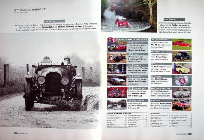 Inhaltsverzeichnis Motor Klassik 02/2004