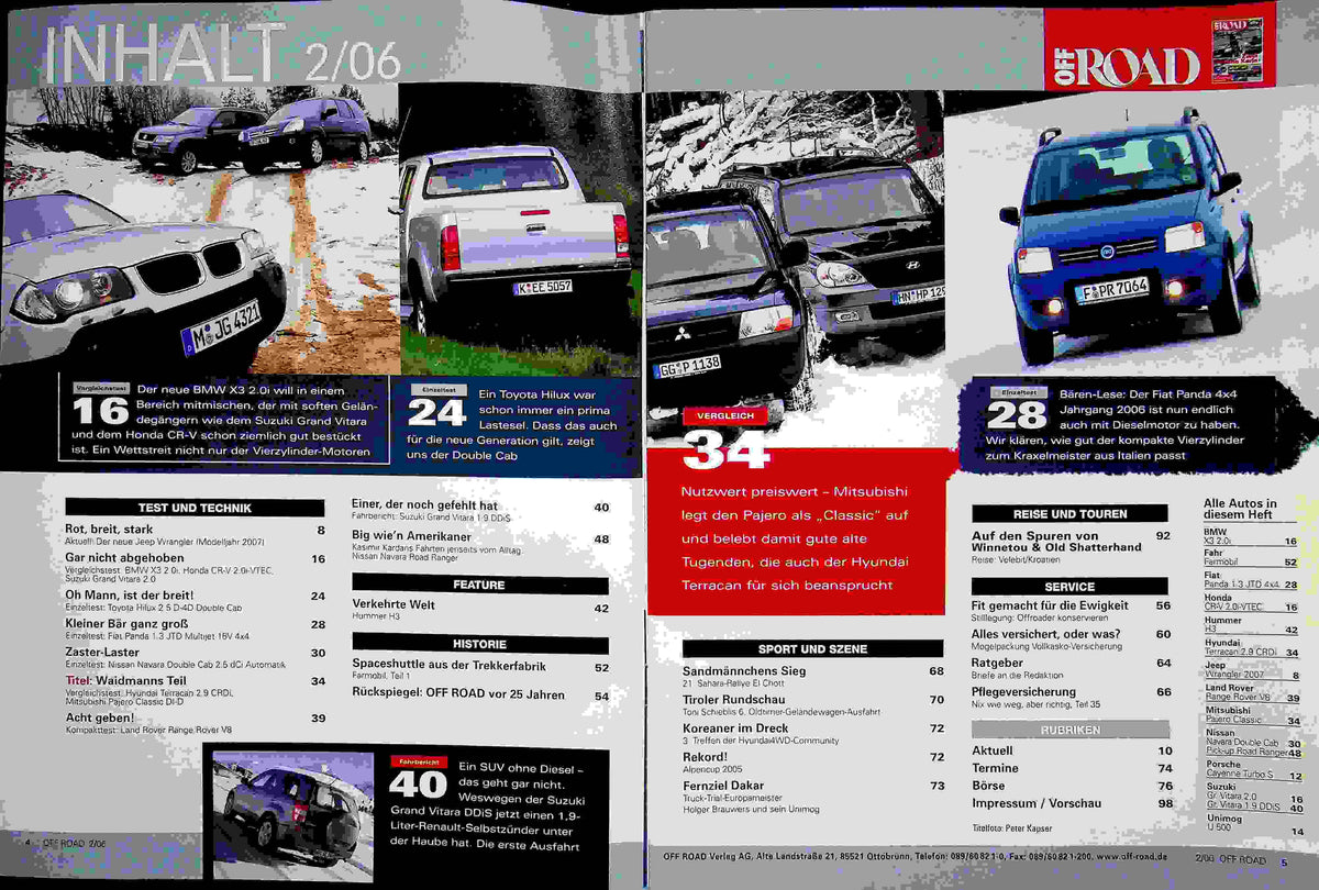 Inhaltsverzeichnis Offroad 02/2006