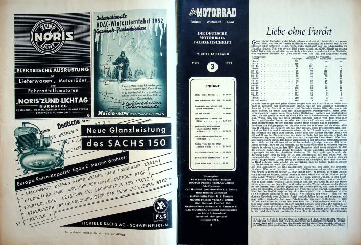 Inhaltsverzeichnis Motorrad 03/1952