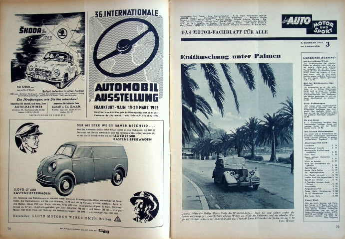 Inhaltsverzeichnis Auto Motor und Sport 03/1953
