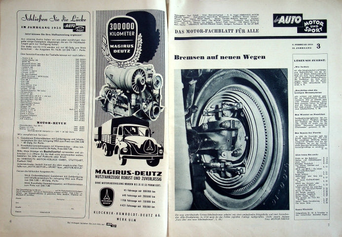 Inhaltsverzeichnis Auto Motor und Sport 03/1954
