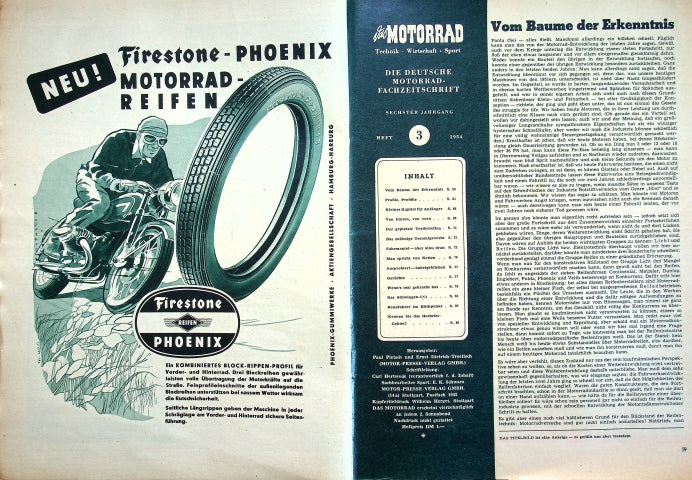 Inhaltsverzeichnis Motorrad 03/1954