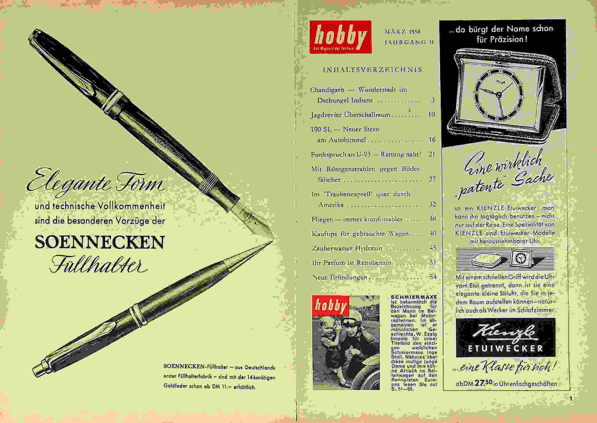 Inhaltsverzeichnis Hobby 03/1954
