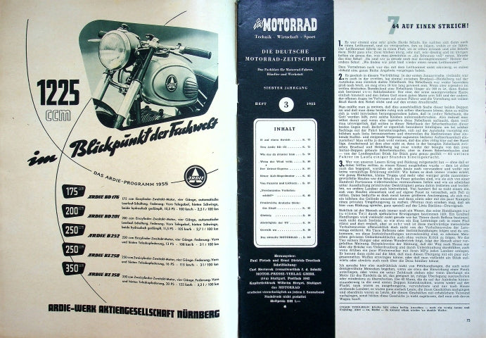 Inhaltsverzeichnis Motorrad 03/1955