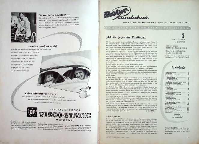 Inhaltsverzeichnis Motor Rundschau 03/1955