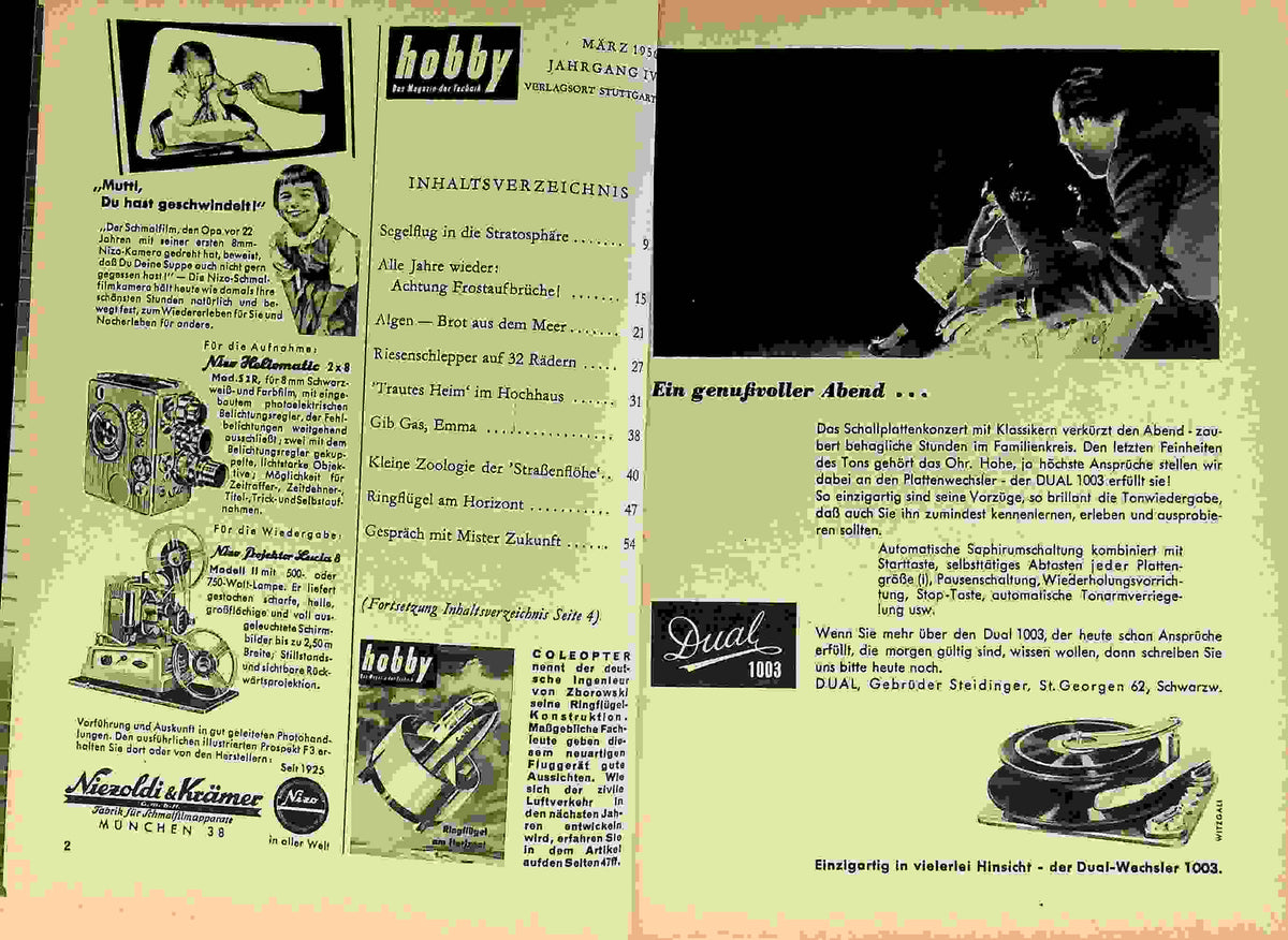 Inhaltsverzeichnis Hobby 03/1956