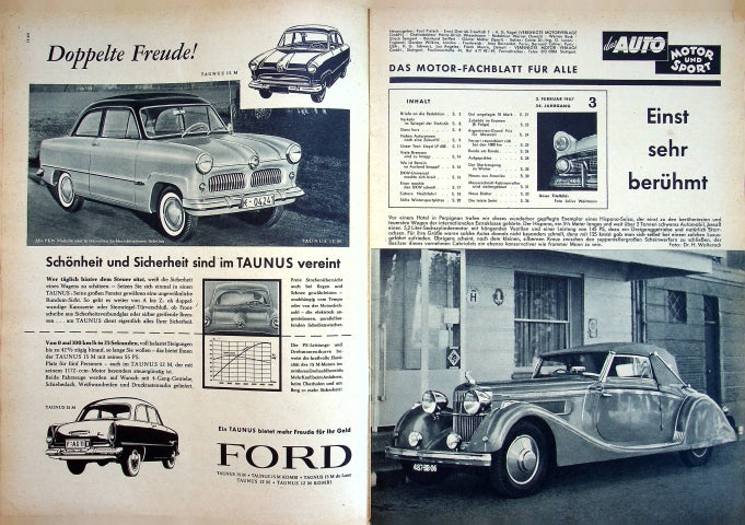 Inhaltsverzeichnis Auto Motor und Sport 03/1957