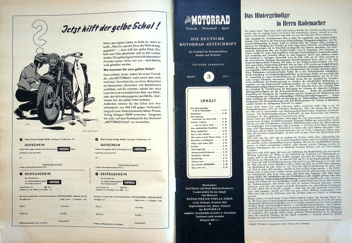 Inhaltsverzeichnis Motorrad 03/1957