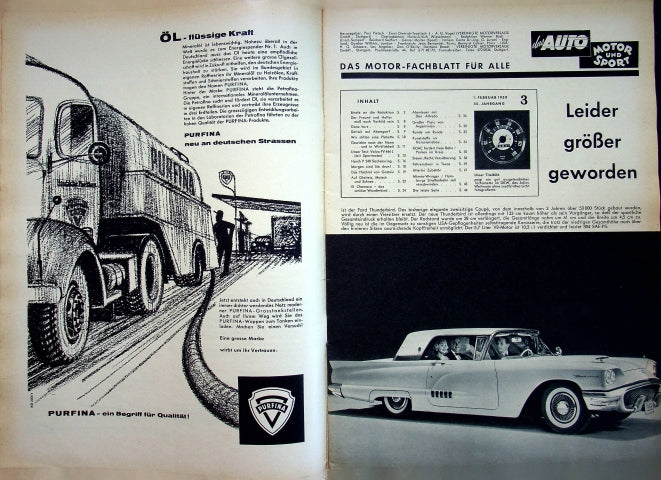 Inhaltsverzeichnis Auto Motor und Sport 03/1958
