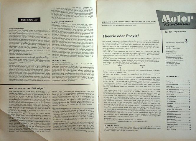 Inhaltsverzeichnis Motor Rundschau 03/1958