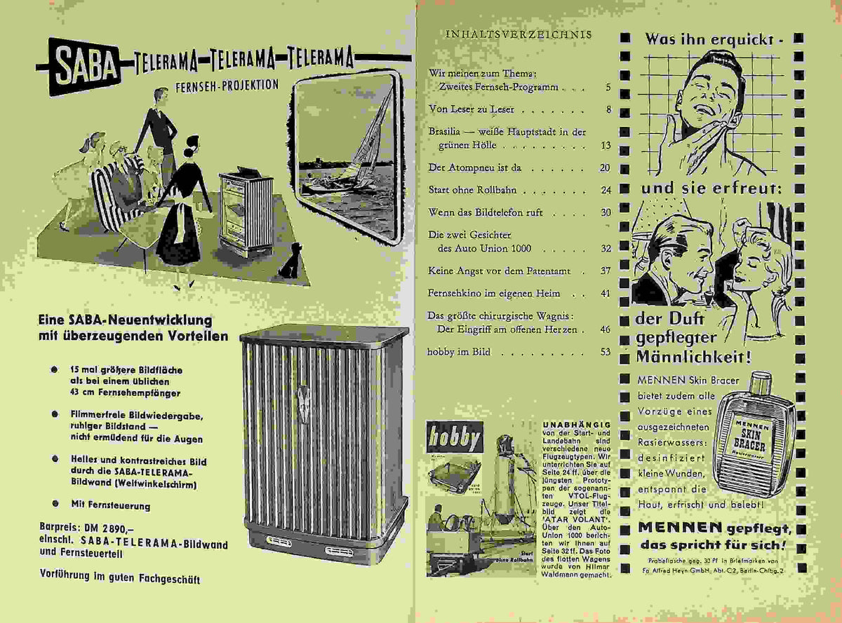 Inhaltsverzeichnis Hobby 03/1958