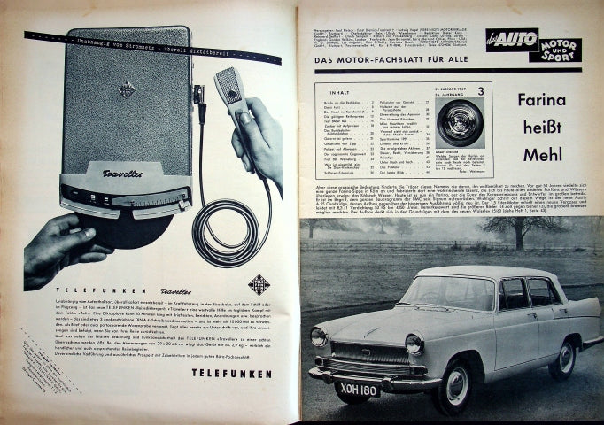 Inhaltsverzeichnis Auto Motor und Sport 03/1959