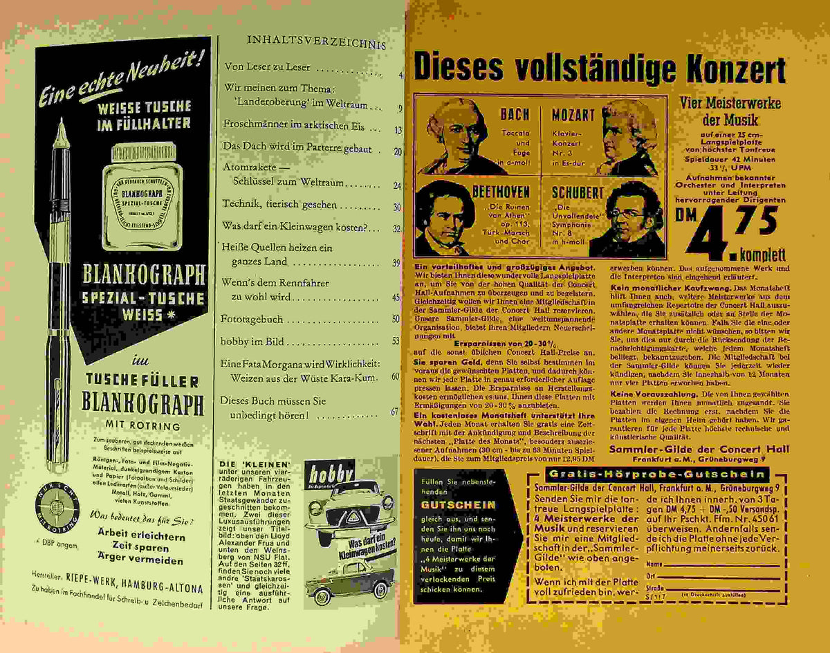 Inhaltsverzeichnis Hobby 03/1959