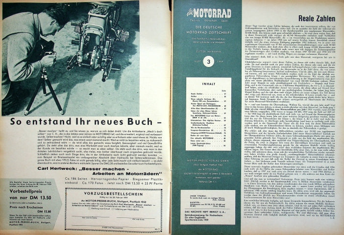 Inhaltsverzeichnis Motorrad 03/1959