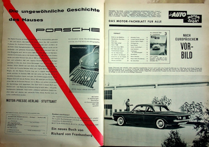 Inhaltsverzeichnis Auto Motor und Sport 03/1960