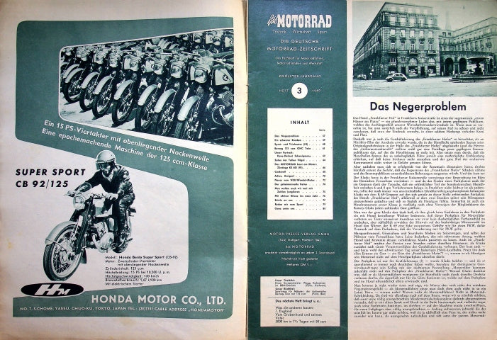 Inhaltsverzeichnis Motorrad 03/1960