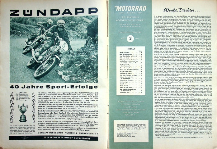 Inhaltsverzeichnis Motorrad 03/1962