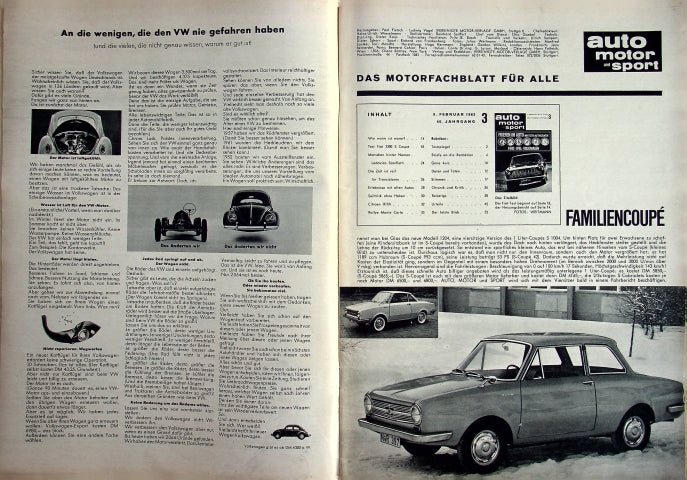 Inhaltsverzeichnis Auto Motor und Sport 03/1963
