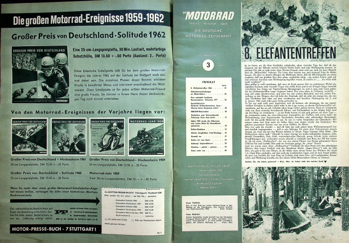 Inhaltsverzeichnis Motorrad 03/1963