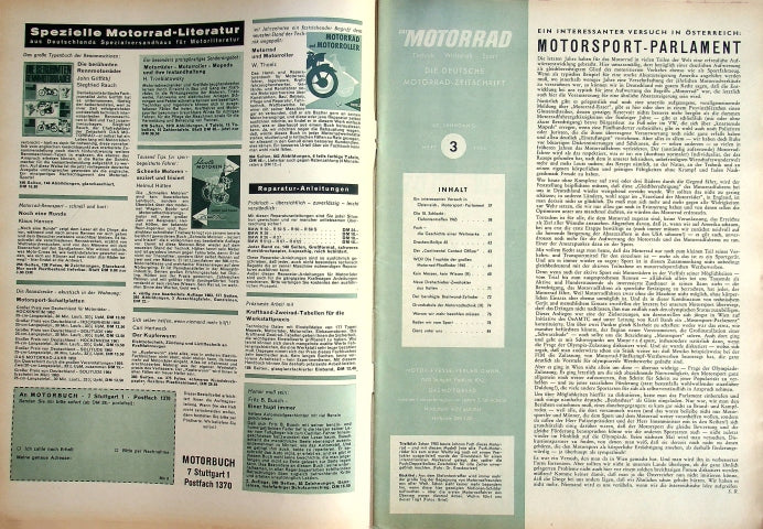 Inhaltsverzeichnis Motorrad 03/1965