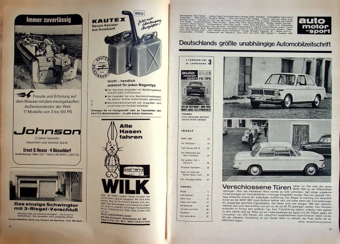 Inhaltsverzeichnis Auto Motor und Sport 03/1966