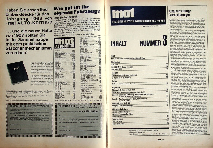 Inhaltsverzeichnis MOT 03/1967