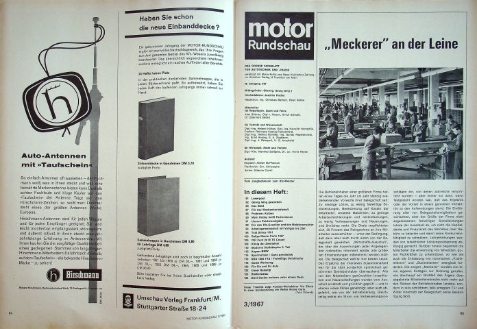 Inhaltsverzeichnis Motor Rundschau 03/1967