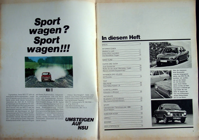Inhaltsverzeichnis Auto Motor und Sport 03/1968
