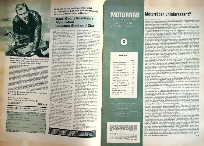 Inhaltsverzeichnis Motorrad 03/1968