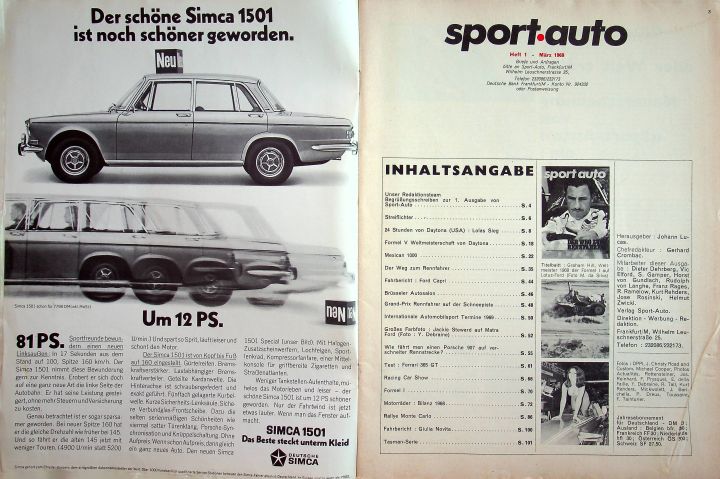 Inhaltsverzeichnis Sport Auto 03/1969