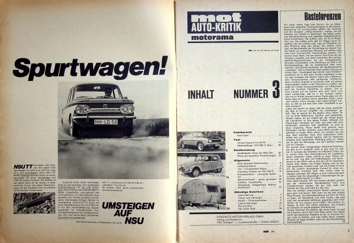 Inhaltsverzeichnis MOT 03/1969