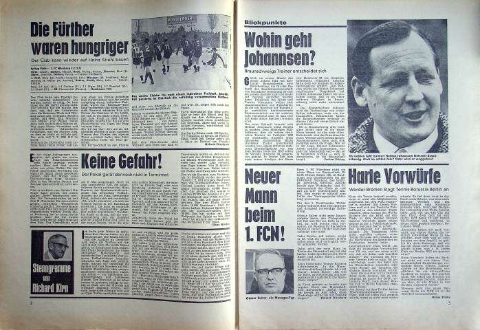 Inhaltsverzeichnis Kicker 03/1970