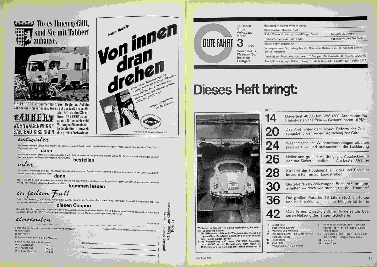 Inhaltsverzeichnis Gute Fahrt 03/1970