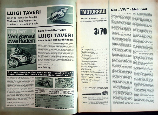Inhaltsverzeichnis Motorrad 03/1970